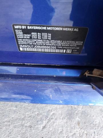 3MW5U7J08M8B86395 - 2021 BMW M340I BLUE photo 12