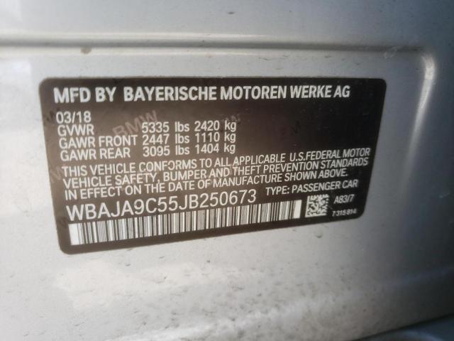 WBAJA9C55JB250673 - 2018 BMW 530E SILVER photo 12