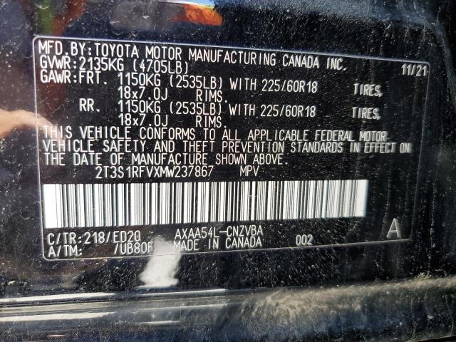 2T3S1RFVXMW237867 - 2021 TOYOTA RAV4 TRD OFF ROAD BLACK photo 13