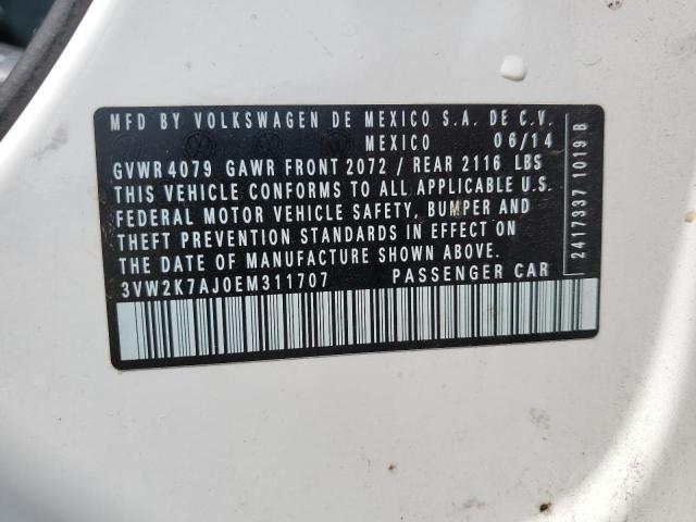 3VW2K7AJ0EM311707 - 2014 VOLKSWAGEN JETTA BASE WHITE photo 12