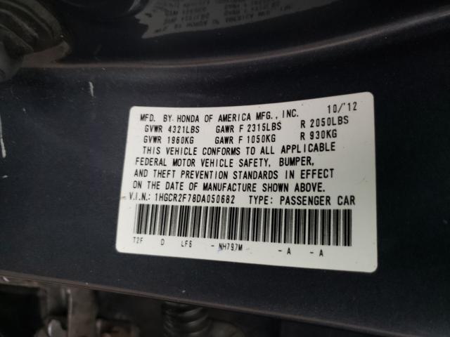 1HGCR2F78DA050682 - 2013 HONDA ACCORD EX GRAY photo 10