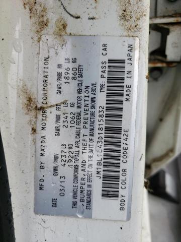 JM1BL1L43D1815832 - 2013 MAZDA SPEED 3 WHITE photo 12