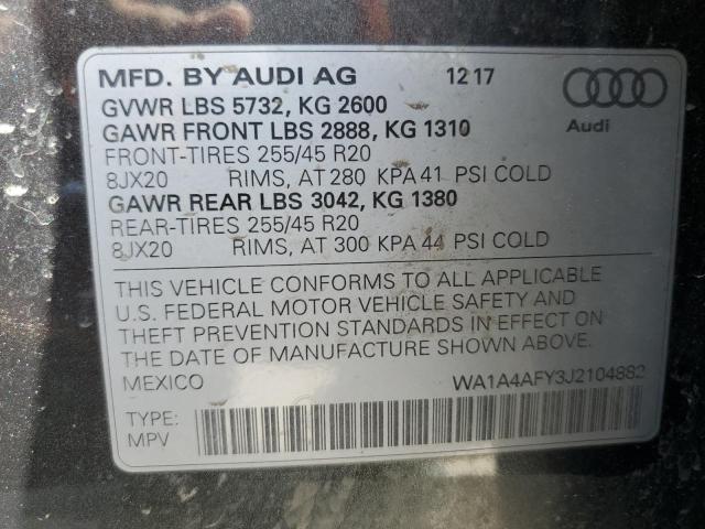 WA1A4AFY3J2104882 - 2018 AUDI SQ5 PREMIUM PLUS CHARCOAL photo 13