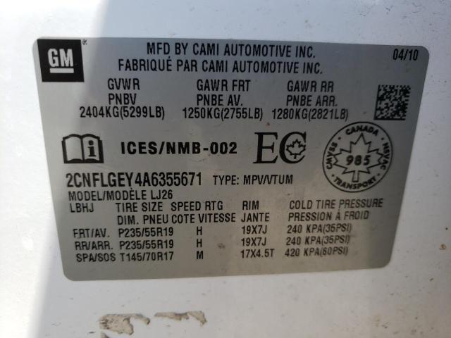 2CNFLGEY4A6355671 - 2010 CHEVROLET EQUINOX 4D LTZ GRAY photo 13