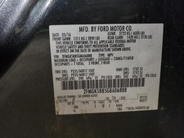 2FMGK5B85GBA06888 - 2016 FORD FLEX SE GRAY photo 13