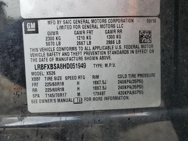 LRBFXBSA8HD051949 - 2017 BUICK ENVISION ESSENCE Սև լուսանկար 13