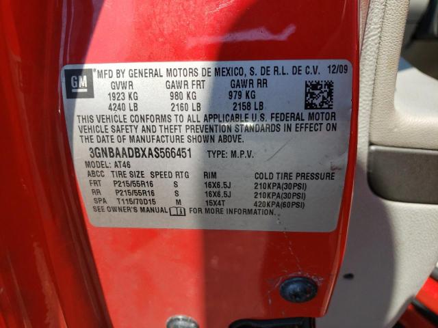 3GNBAADBXAS566451 - 2010 CHEVROLET HHR LS 红色 照片 13