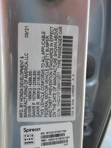 1HGCV1F12MA112577 - 2021 HONDA ACCORD LX SILVER photo 12