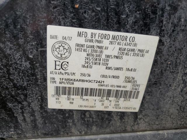 1FM5K8AR8HGC72421 - 2017 FORD EXPLORER POLICE INTERCEPTOR BLACK photo 13