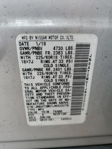 JN8AT2MV1JW320279 - 2018 NISSAN ROGUE S SILVER photo 12