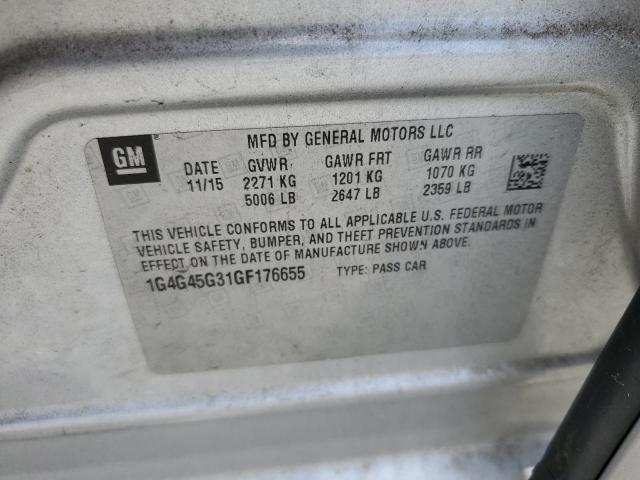 1G4G45G31GF176655 - 2016 BUICK LACROSSE SPORT TOURING SILVER photo 12