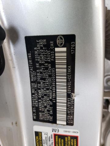 4T1BK46K98U060085 - 2008 TOYOTA CAMRY LE SILVER photo 13
