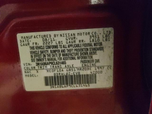 3N1AB6AP9CL631465 - 2012 NISSAN SENTRA 2.0 RED photo 10