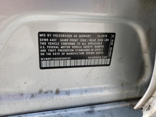 WVWBP7AN0GE509333 - 2016 VOLKSWAGEN CC BASE 银色 照片 12
