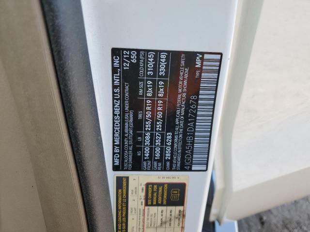 4JGDA5HB1DA172678 - 2013 MERCEDES-BENZ ML 350 4MATIC WHITE photo 12