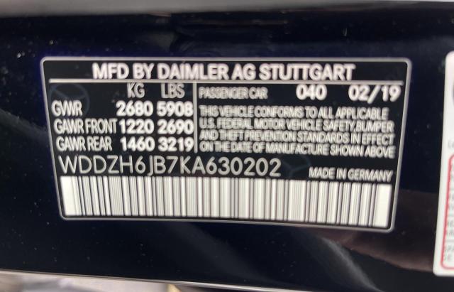 WDDZH6JB7KA630202 - 2019 MERCEDES-BENZ E 450 4MATIC BLACK photo 10