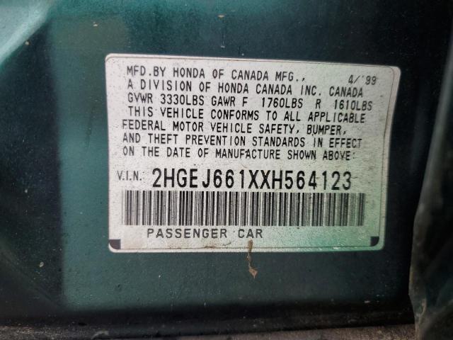 2HGEJ661XXH564123 - 1999 HONDA CIVIC BASE GREEN photo 13