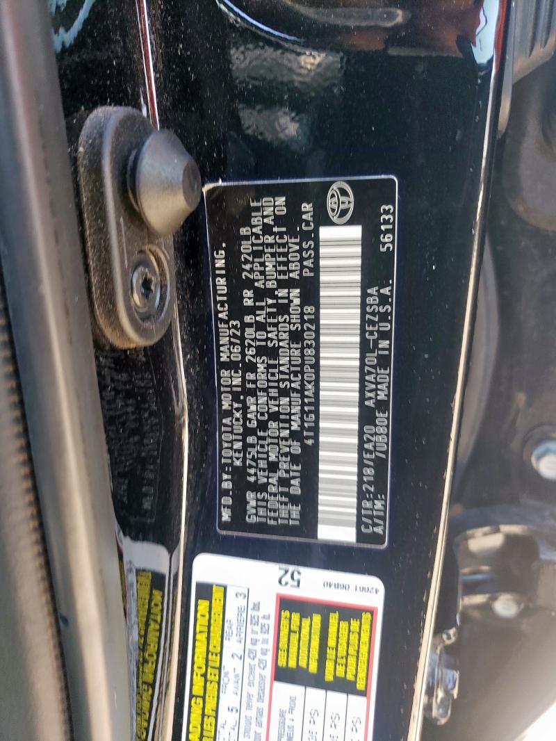 4T1G11AK0PU830218 - 2023 TOYOTA CAMRY SE NIGHT SHADE BLACK photo 12