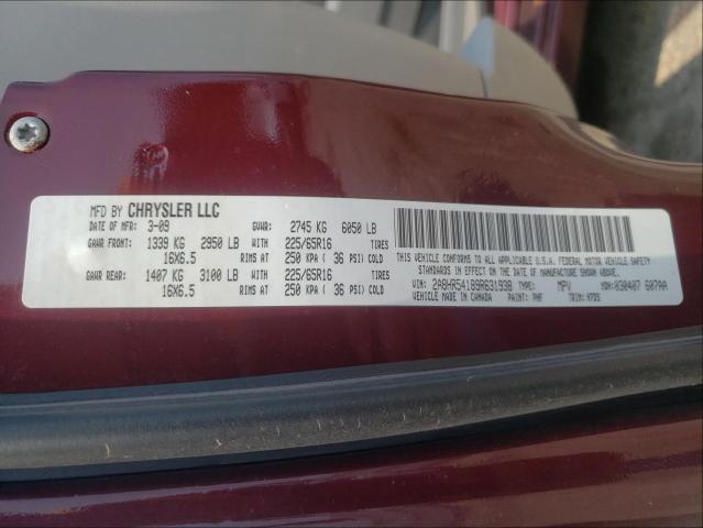 2A8HR54189R631938 - 2009 CHRYSLER TOWN & COU TOURING Tünd qırmızı foto 10