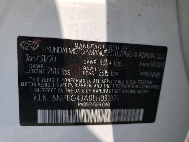 5NPEG4JA0LH031871 - 2020 HYUNDAI SONATA SE WHITE photo 12