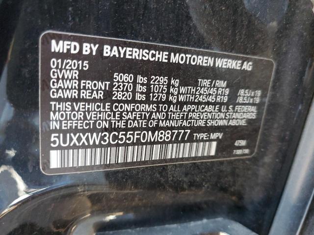 5UXXW3C55F0M88777 - 2015 BMW X4 XDRIVE28I შავი ფოტო 10