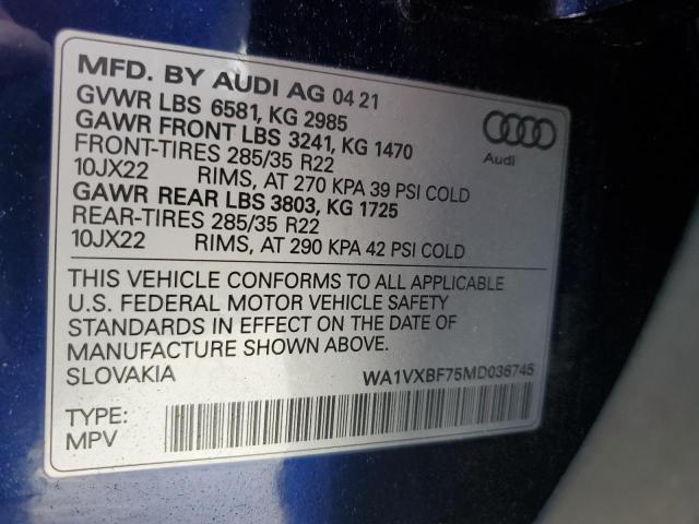 WA1VXBF75MD036745 - 2021 AUDI Q7 PRESTIGE BLUE photo 14