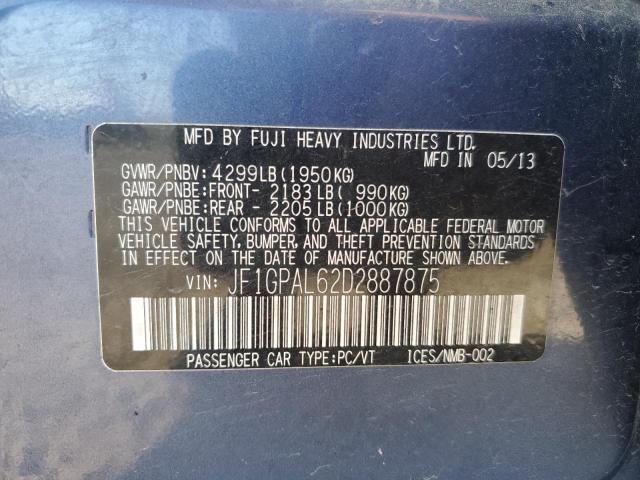 JF1GPAL62D2887875 - 2013 SUBARU IMPREZA SPORT PREMIUM BLUE photo 12