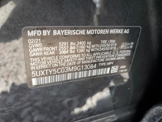 5UXTY5C03M9G13084 - 2021 BMW X3 XDRIVE30I BLACK photo 13