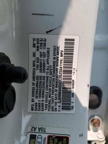5J6RM4H5XCL062554 - 2012 HONDA CR-V EX WHITE photo 13
