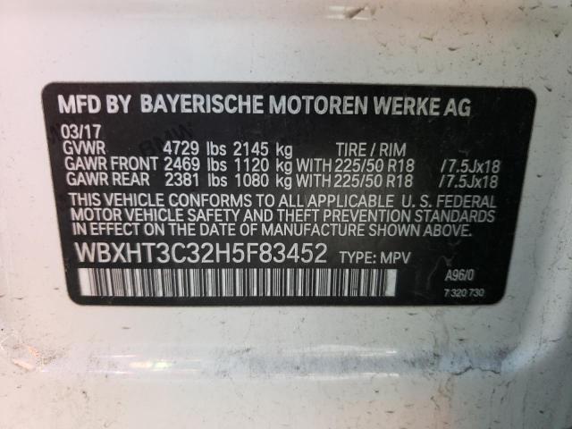 WBXHT3C32H5F83452 - 2017 BMW X1 XDRIVE28I WHITE photo 13