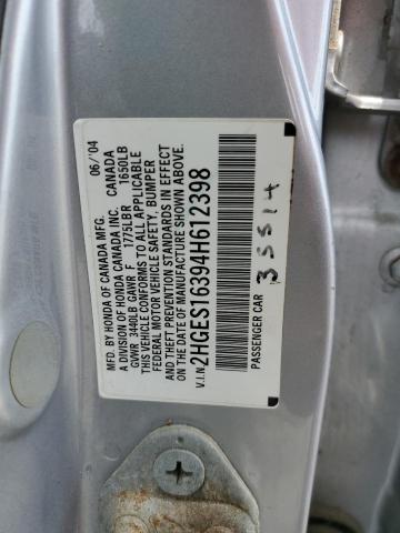 2HGES16394H612398 - 2004 HONDA CIVIC DX VP 银色 照片 13