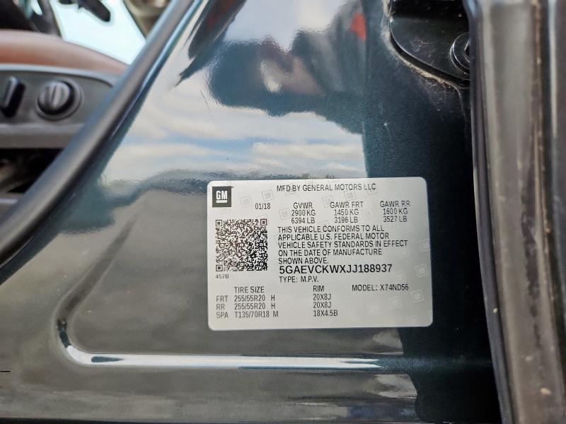 5GAEVCKWXJJ188937 - 2018 BUICK ENCLAVE AVENIR GRAY photo 13