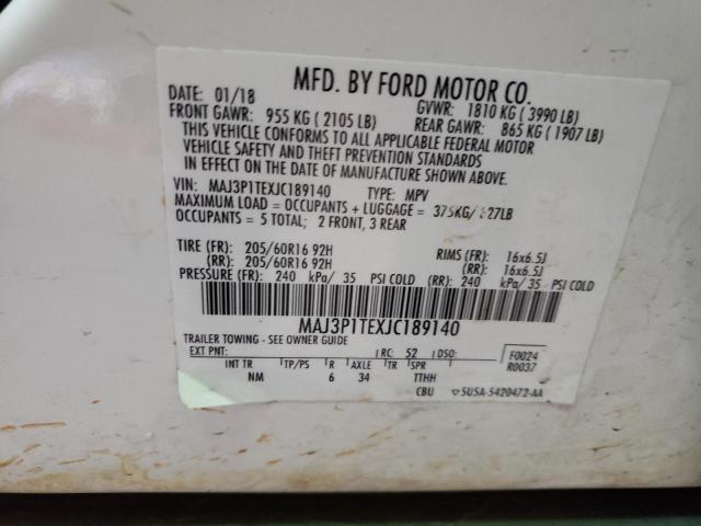 MAJ3P1TEXJC189140 - 2018 FORD ECOSPORT SE Blanco foto 14