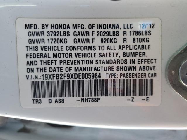 19XFB2F9XDE005984 - 2013 HONDA CIVIC EXL 白色 照片 13