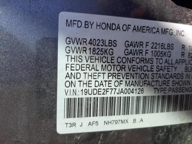 19UDE2F77JA004126 - 2018 ACURA ILX PREMIUM TECH გრაფიტი ფოტო 12