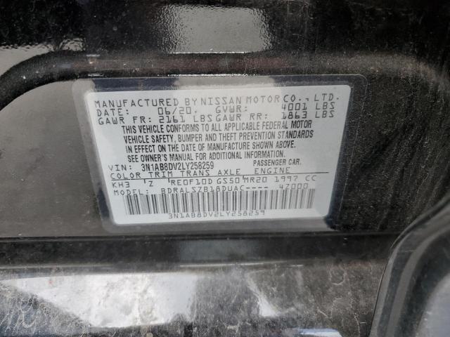 3N1AB8DV2LY258259 - 2020 NISSAN SENTRA SR BLACK photo 12