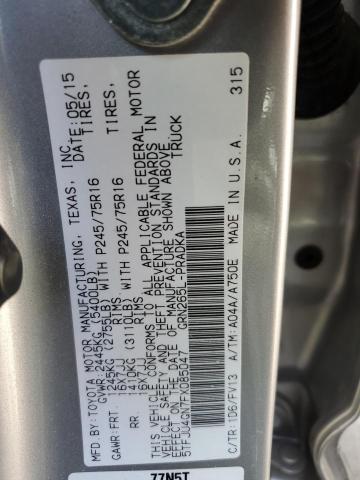 5TFJU4GN7FX085047 - 2015 TOYOTA TACOMA DOUBLE CAB PRERUNNER SILVER photo 13