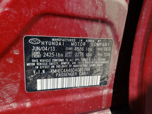 KMHEC4A46DA081748 - 2013 HYUNDAI SONATA HYBRID RED photo 12