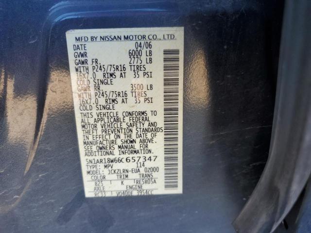5N1AR18W66C657347 - 2006 NISSAN PATHFINDER LE GRAY photo 13