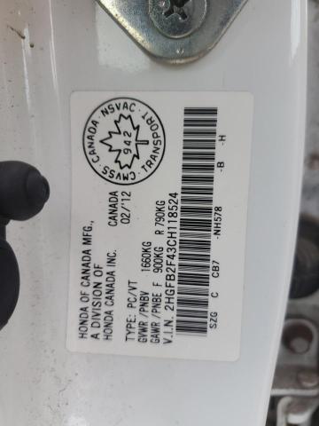 2HGFB2F43CH118524 - 2012 HONDA CIVIC LX 白色 照片 13