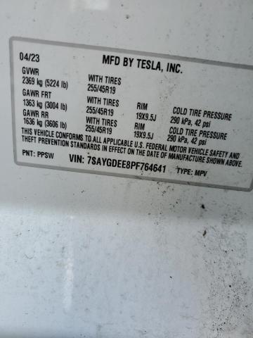 7SAYGDEE8PF764641 - 2023 TESLA MODEL Y WHITE photo 13