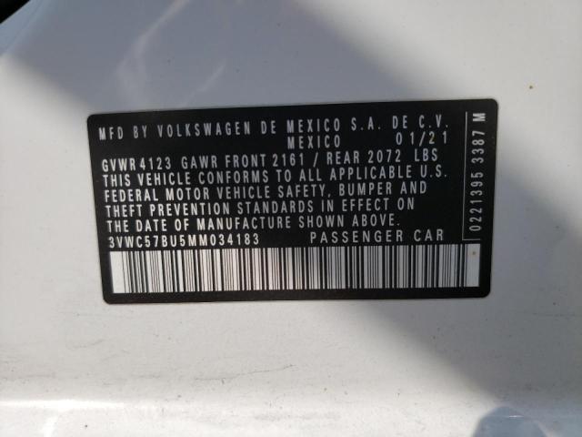 3VWC57BU5MM034183 - 2021 VOLKSWAGEN JETTA S WHITE photo 12