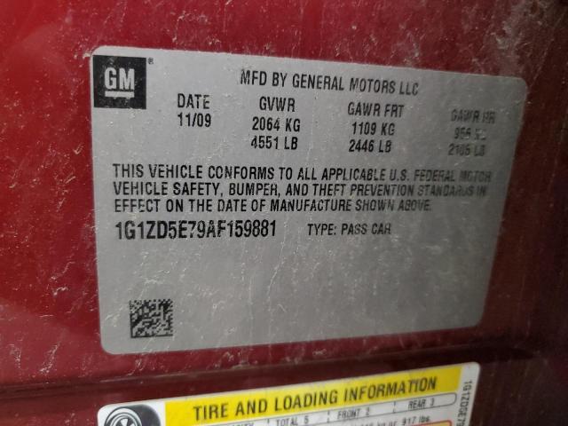 1G1ZD5E79AF159881 - 2010 CHEVROLET MALIBU 2LT წითელი ფოტო 12