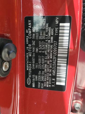 KM8JU3AG3FU099707 - 2015 HYUNDAI TUCSON LIMITED RED photo 13