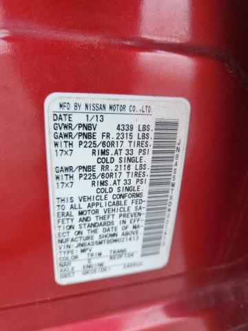 JN8AS5MT8DW021413 - 2013 NISSAN ROGUE S RED photo 14