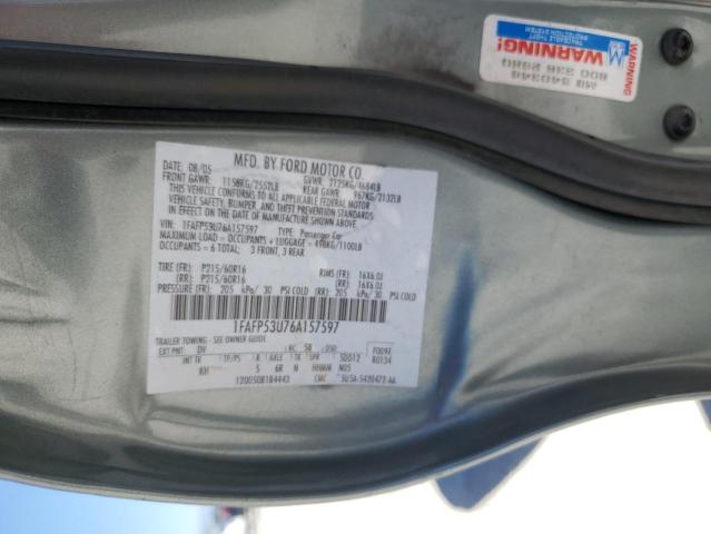 1FAFP53U76A157597 - 2006 FORD TAURUS SE TURQUOISE photo 12