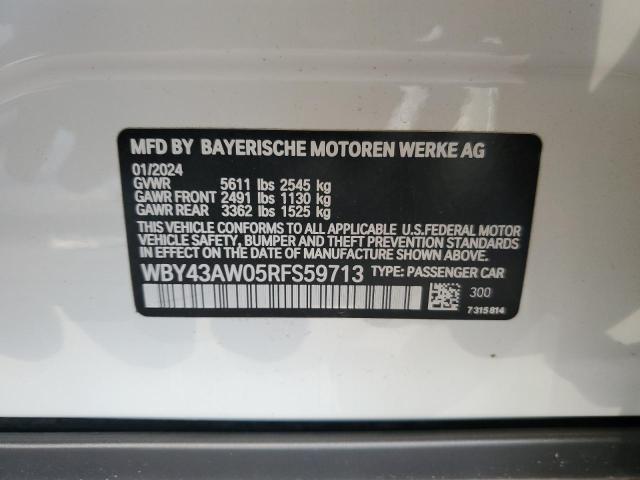 WBY43AW05RFS59713 - 2024 BMW I4 EDRIVE 35 WHITE photo 13