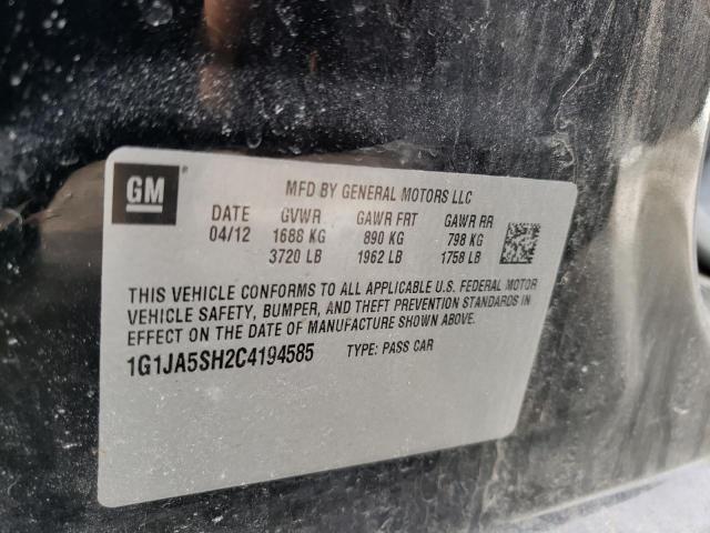 1G1JA5SH2C4194585 - 2012 CHEVROLET SONIC LS 黑色 照片 10