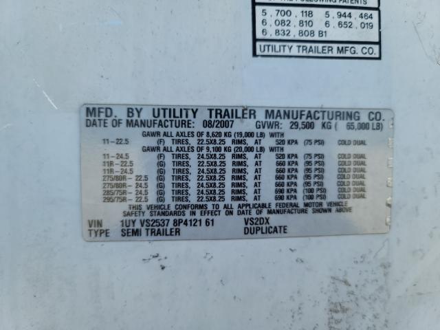 1UYVS25378P412161 - 2008 UTILITY DRY VAN WHITE photo 10