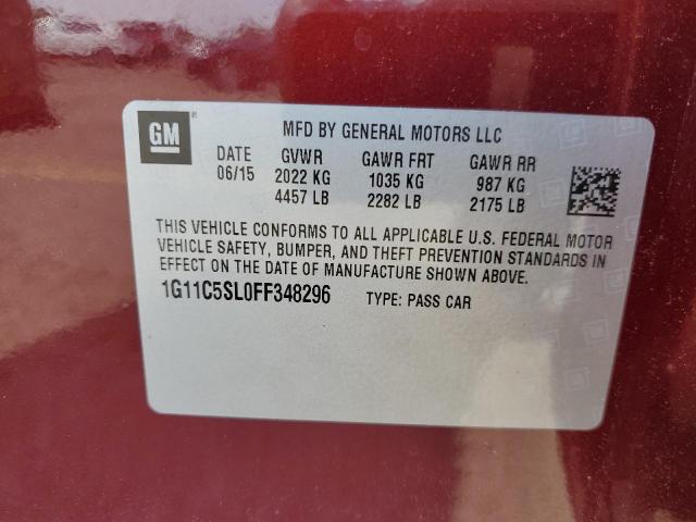 1G11C5SL0FF348296 - 2015 CHEVROLET MALIBU 1LT მუქწითელი ფოტო 12
